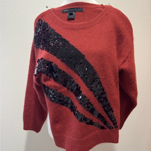 Marc By Marc Jacobs Red Crew Neck Sweater with Sequin Detail - Picture 2 of 8